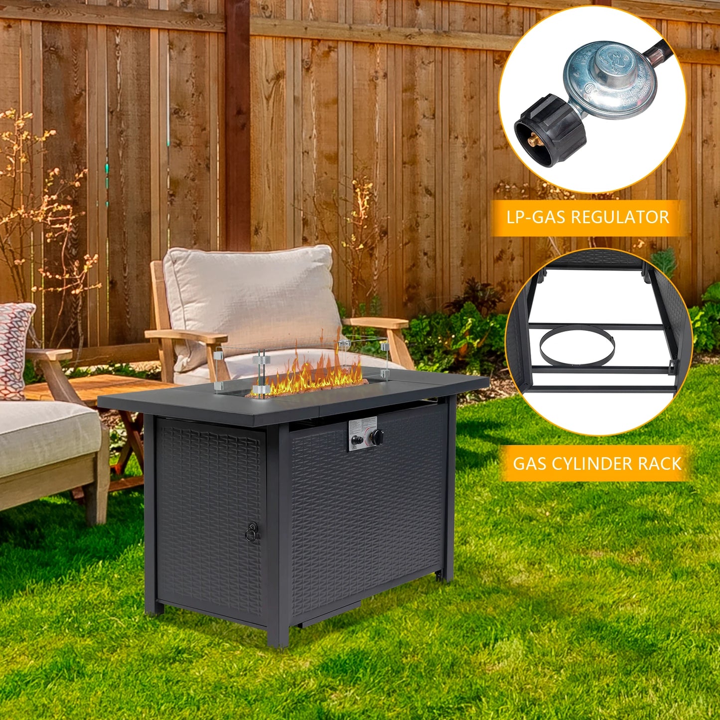 43-Inch Outdoor Table Gas Firepit
