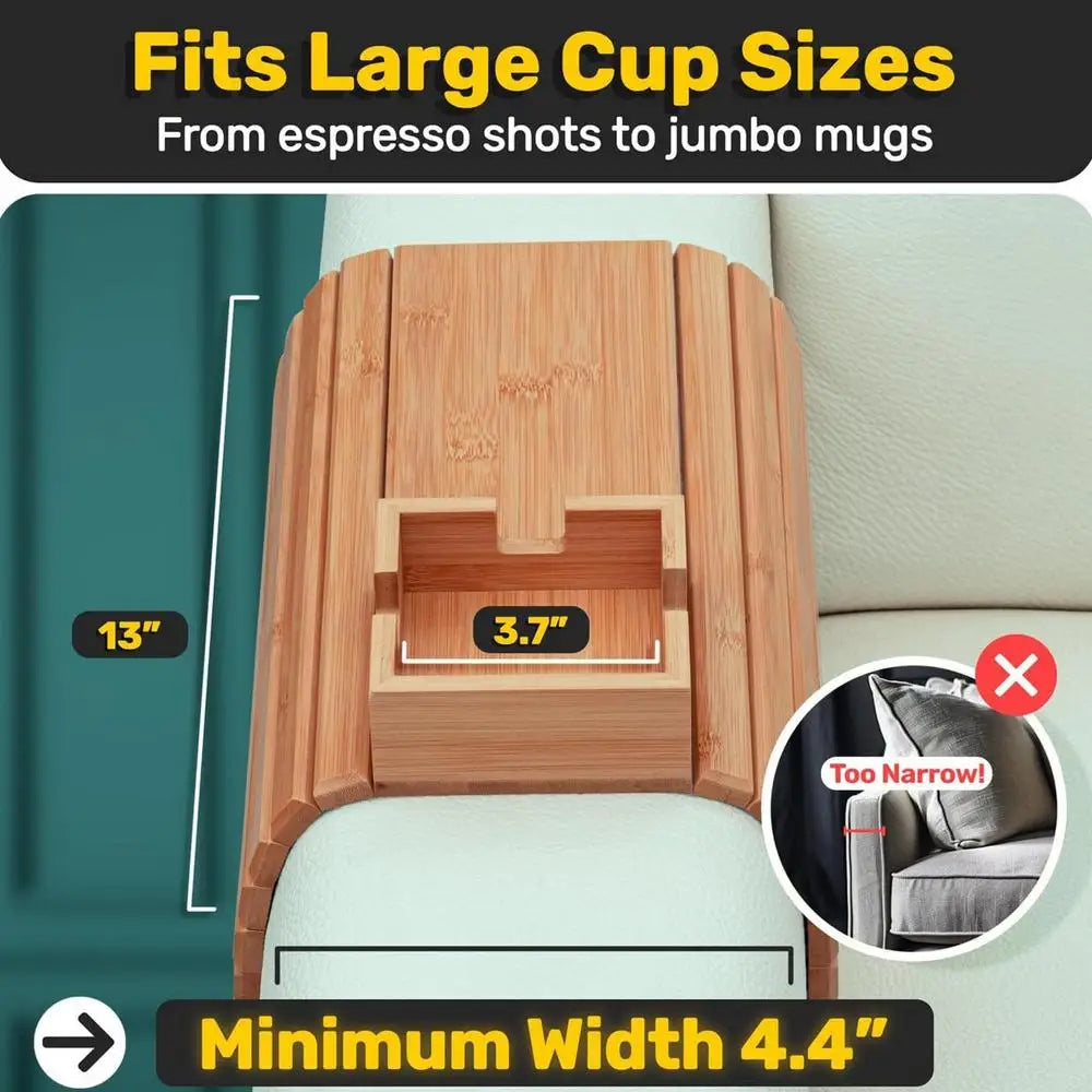 Sofa Armrest Bamboo Cup Holder