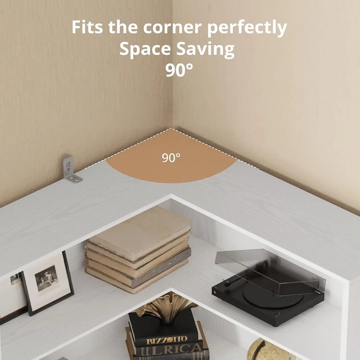 6 Tier Corner Bookshelf with storage space