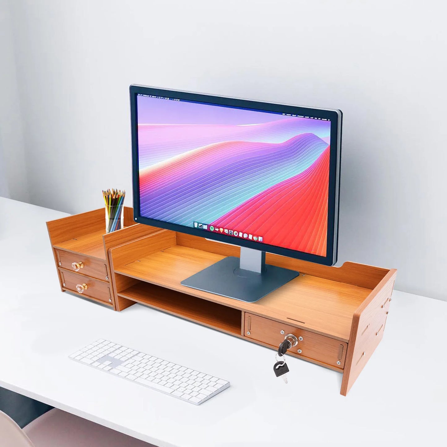 Wooden Computer Monitor Booster Stand