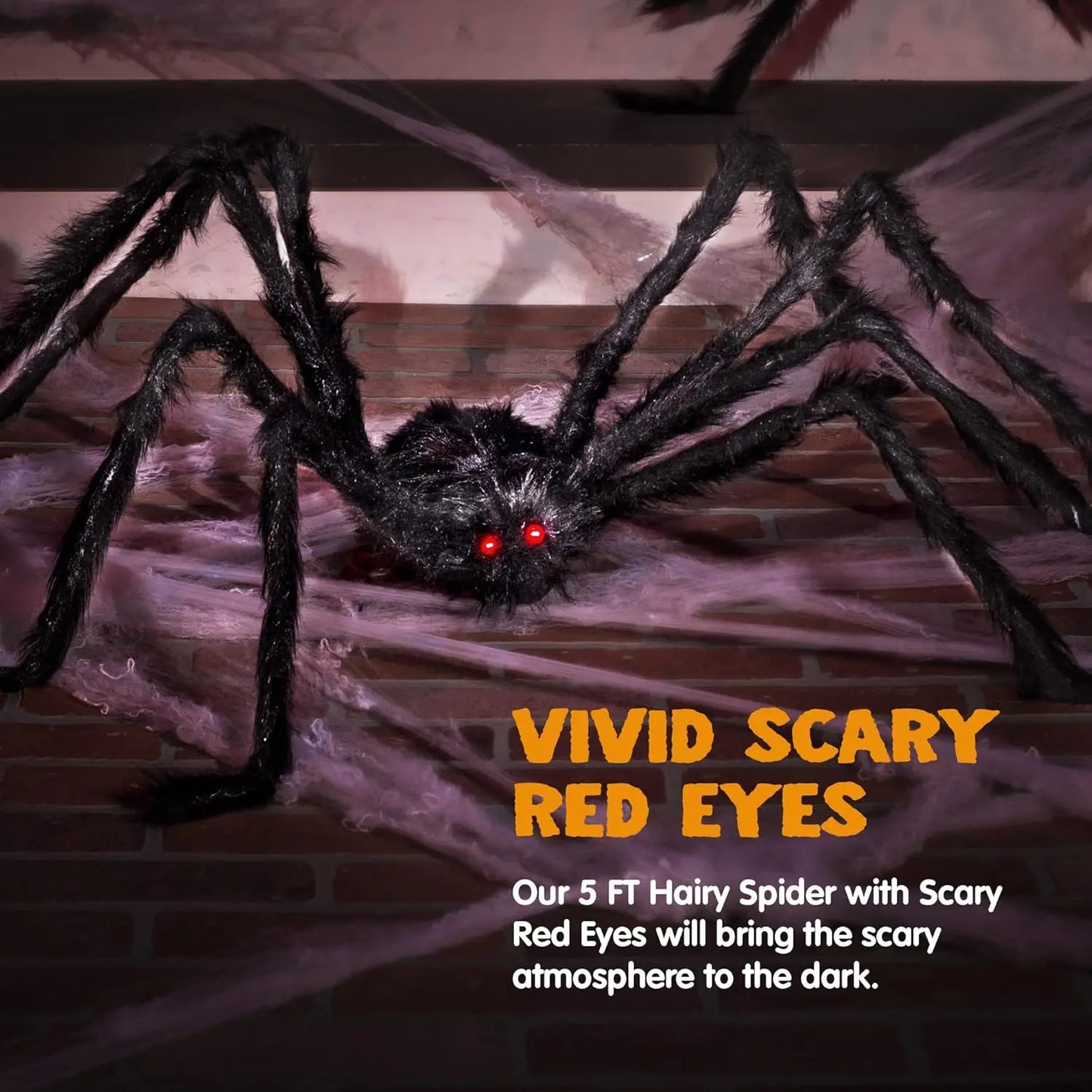 5 Ft Large Scary Halloween Spider for Yard Lawn