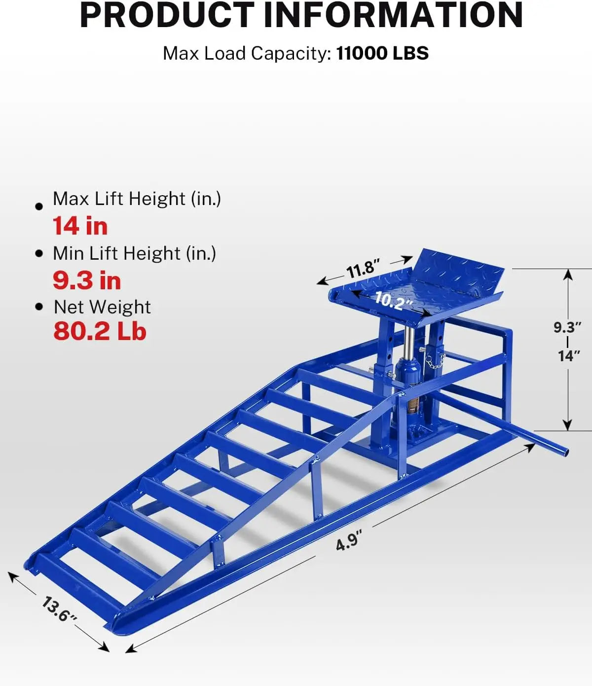 5T Capacity Hydraulic Car Ramps