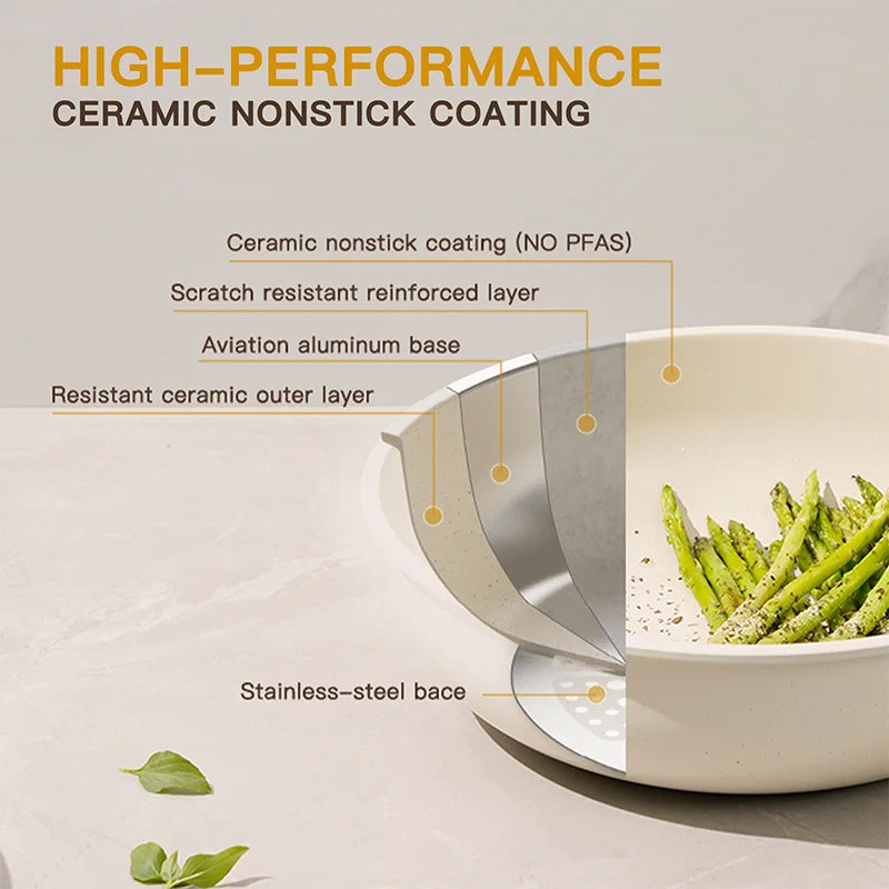 21 Piece Pots and Pans Ceramic Cookware Set