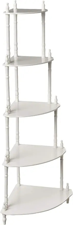 5 tier white corner   display shelf