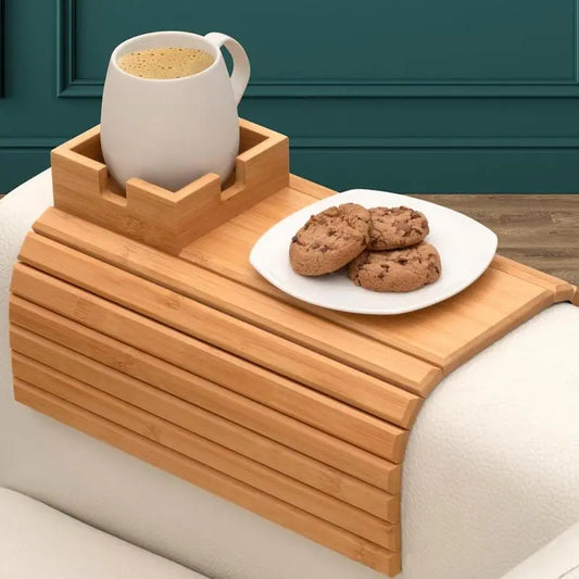 Sofa Armrest Bamboo Cup Holder