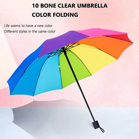 Foldable Strong Resistant Rainbow Umbrella