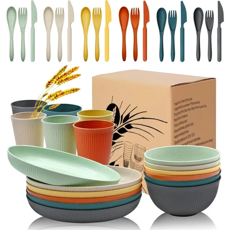 Wheat Straw Dinnerware Sets with Plates