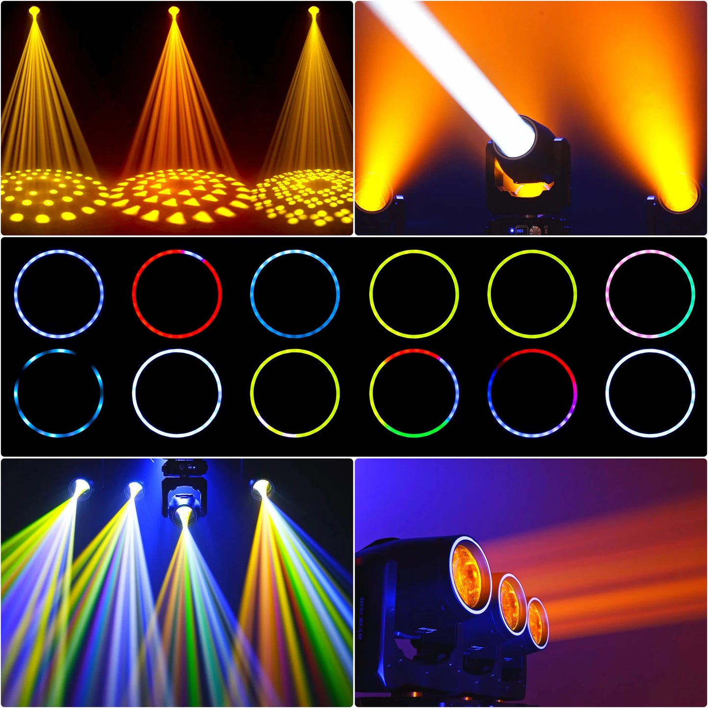 Yiflamefly 4Pcs 450W Moving Head Lights RGBW DMX512 Stage Lights DMX Sound Activated Play DJ Light For Wedding Party Music