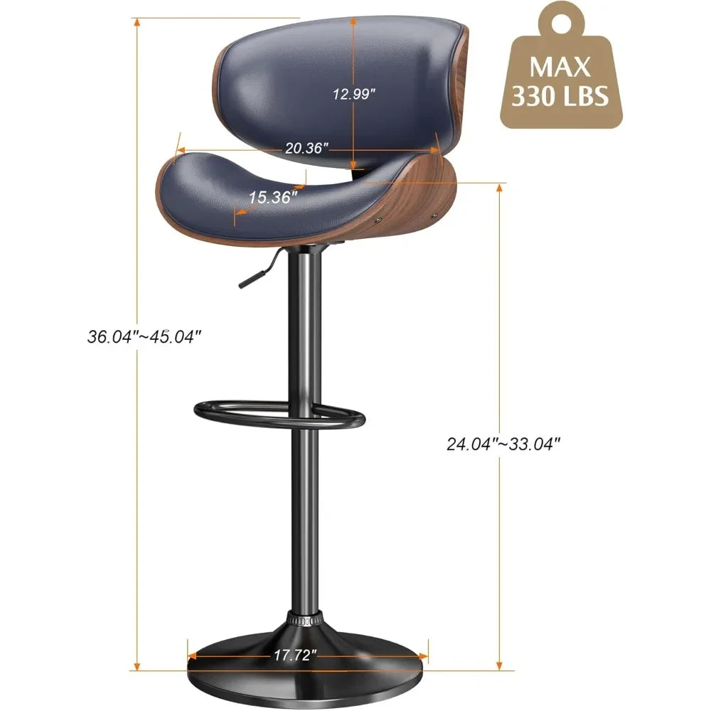 Swivel Bar Stools w/ adjustable height and leather seats