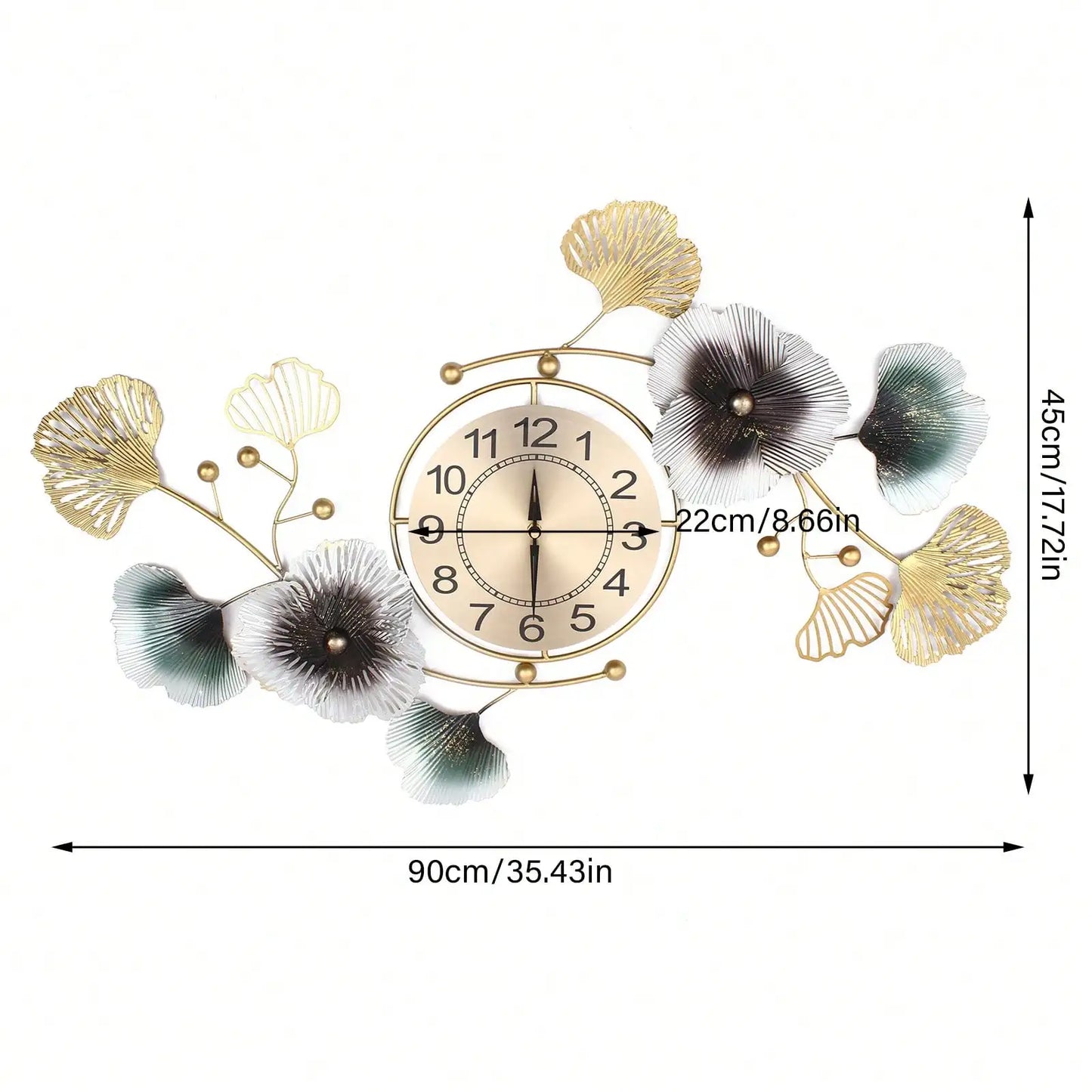Large Luxury Leaf Wall Clock