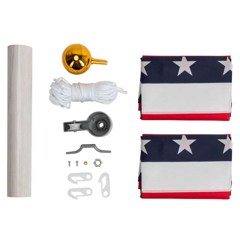 25ft Outdoor US America Flag and Flagpole Kit