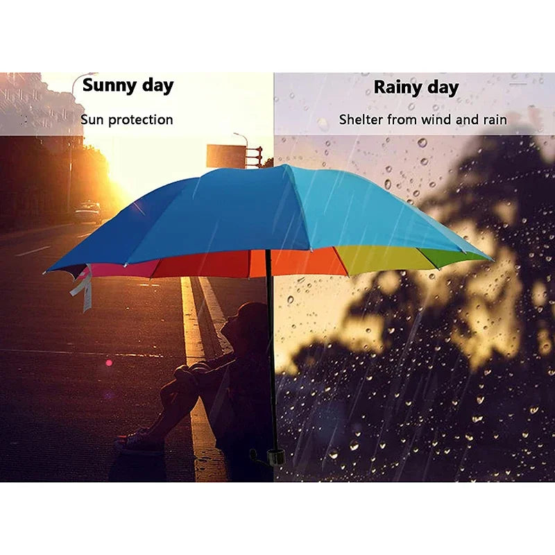 Foldable Strong Resistant Rainbow Umbrella