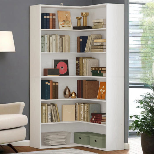6 Tier Corner Bookshelf with storage space
