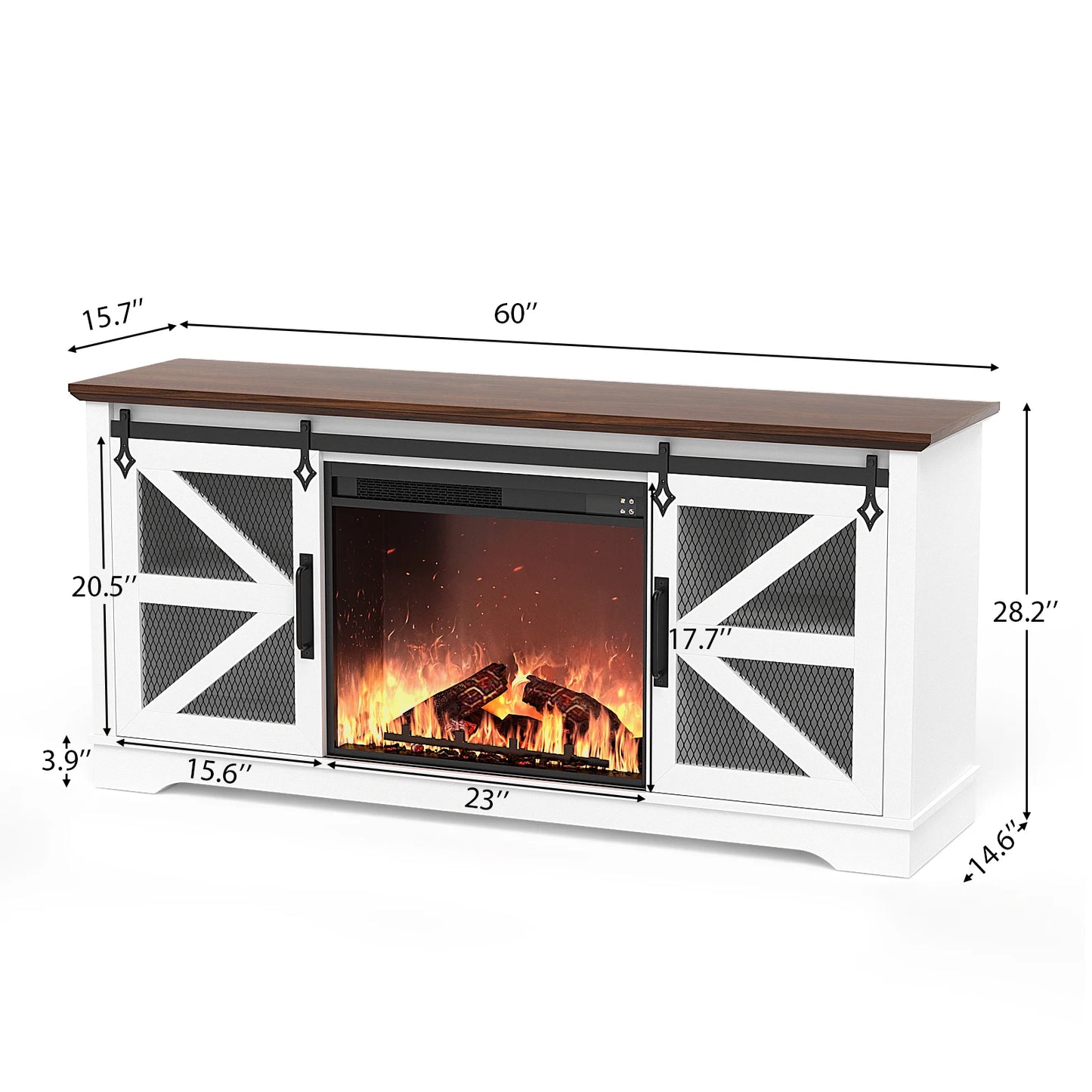 Farmhouse Entertainment Center w/26’’ Electric Fireplace