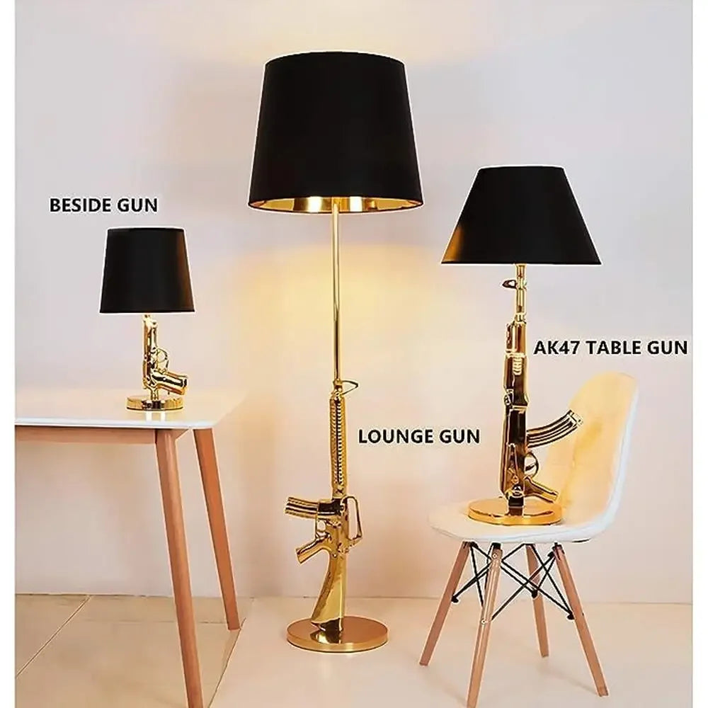 AK47 Metal Frame Gold Gun Table Lamp
