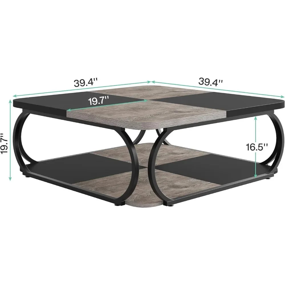 Wooden Coffee Table with Open Storage