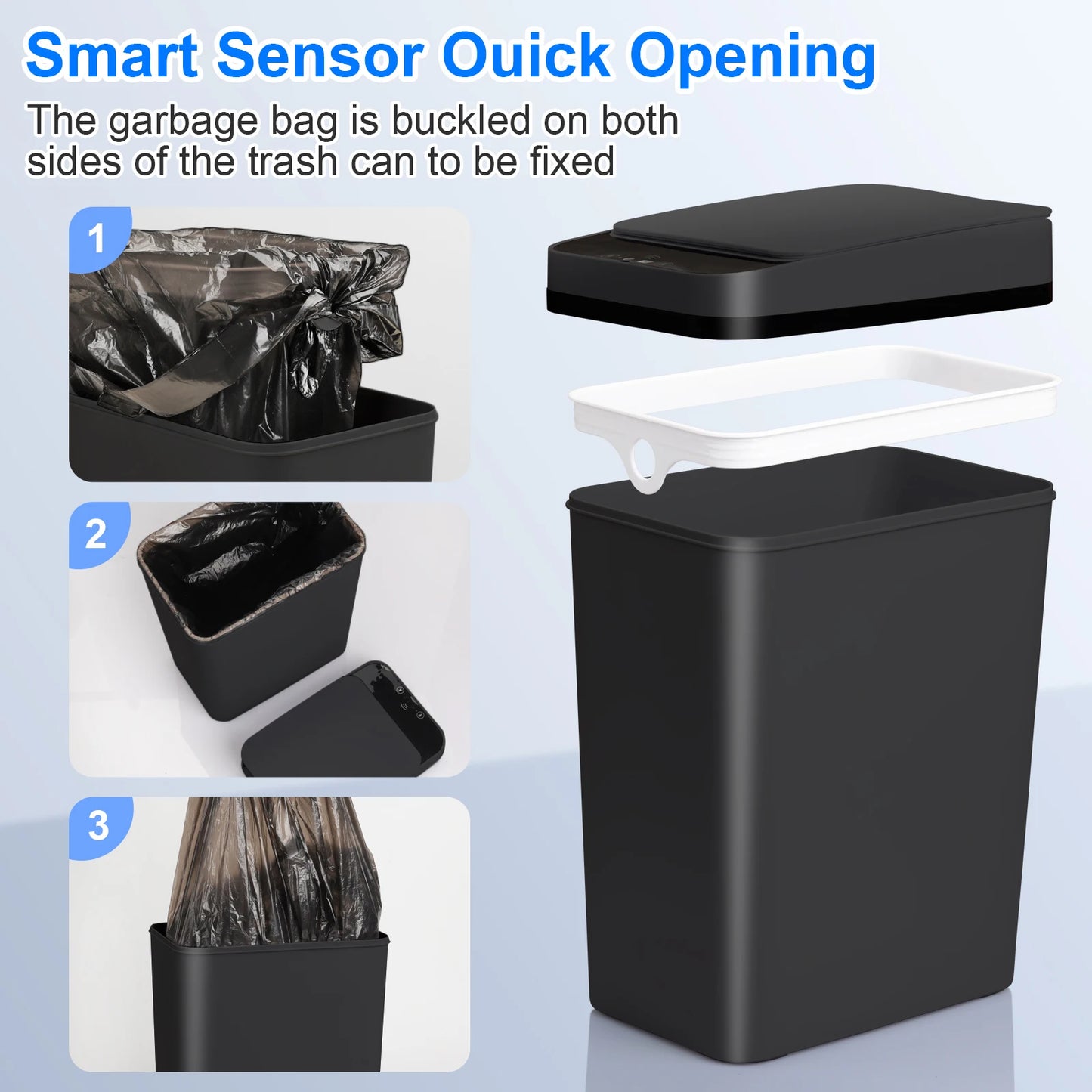 2 Pack 12L Automatic Trash Cans