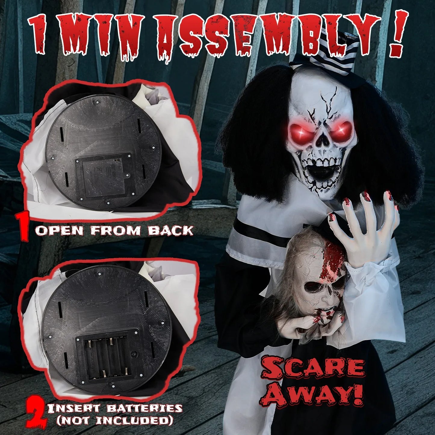 Scary Clown with Creepy Sound Haunted House Props