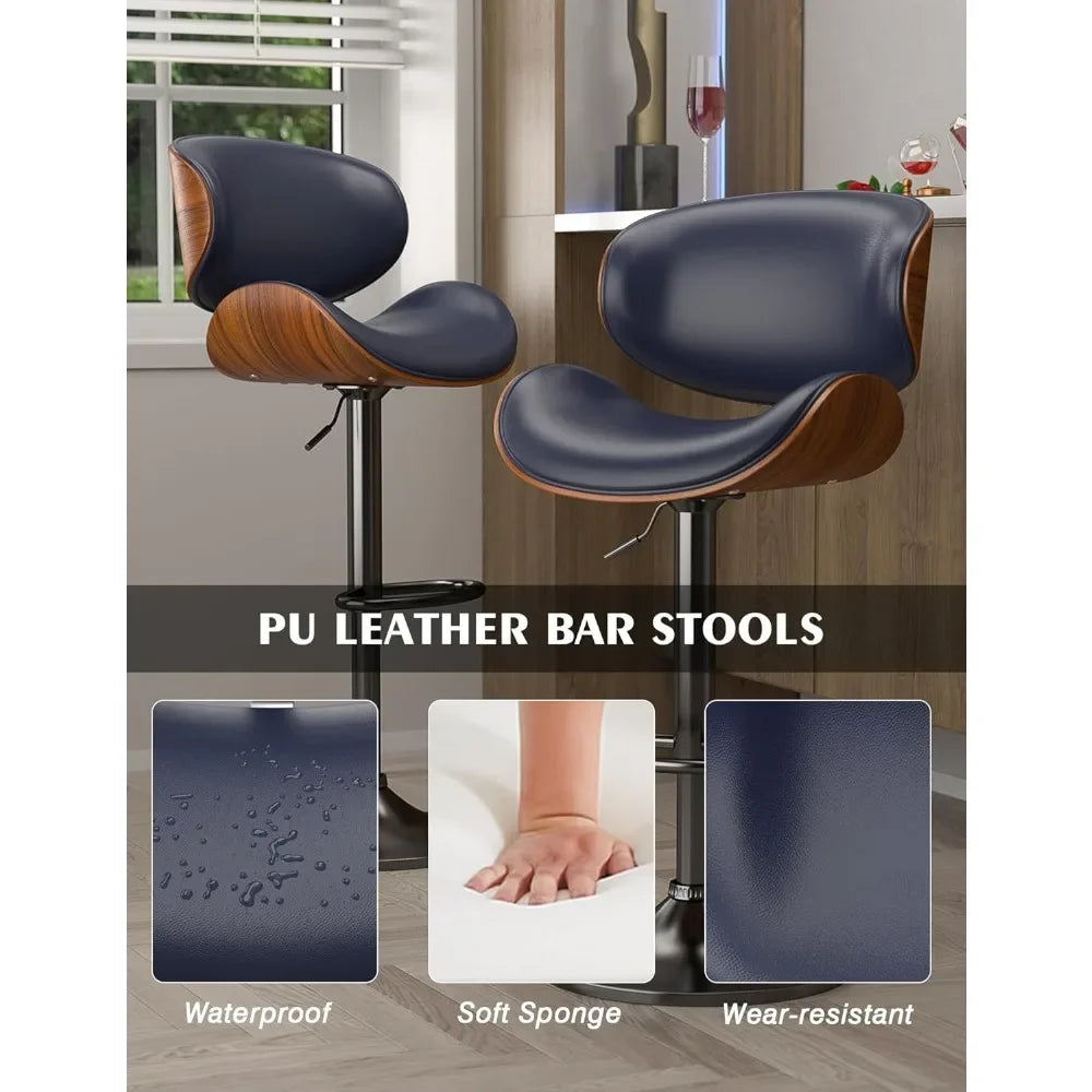 Swivel Bar Stools w/ adjustable height and leather seats