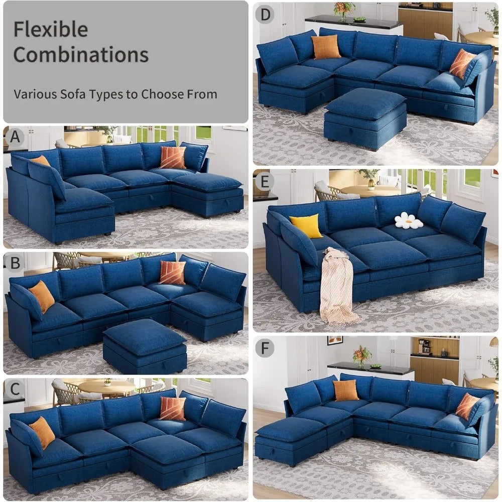 115'' Large U-Shaped Sectional Sofa Couch.