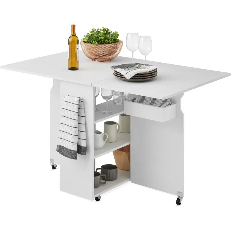 Folding Dining Table w/ Space Saving Collapsible Drop Leaf