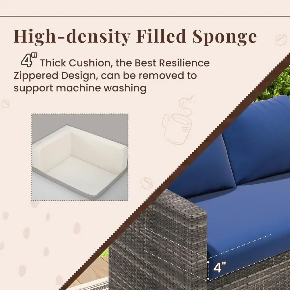 7 Pieces Patio Sectional Sofa Whicker Set