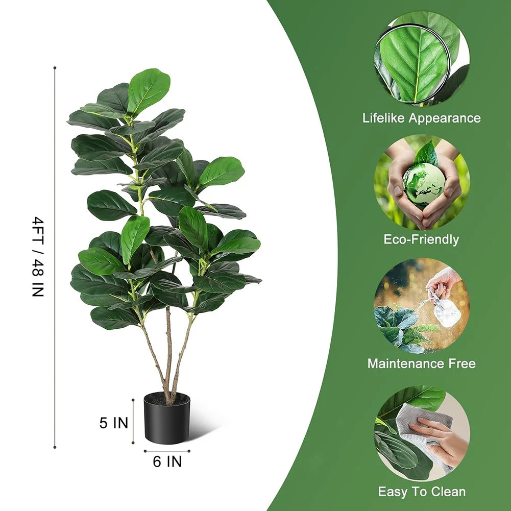 Artificial Faux Fiddle Leaf Fig Tree w/ Pot