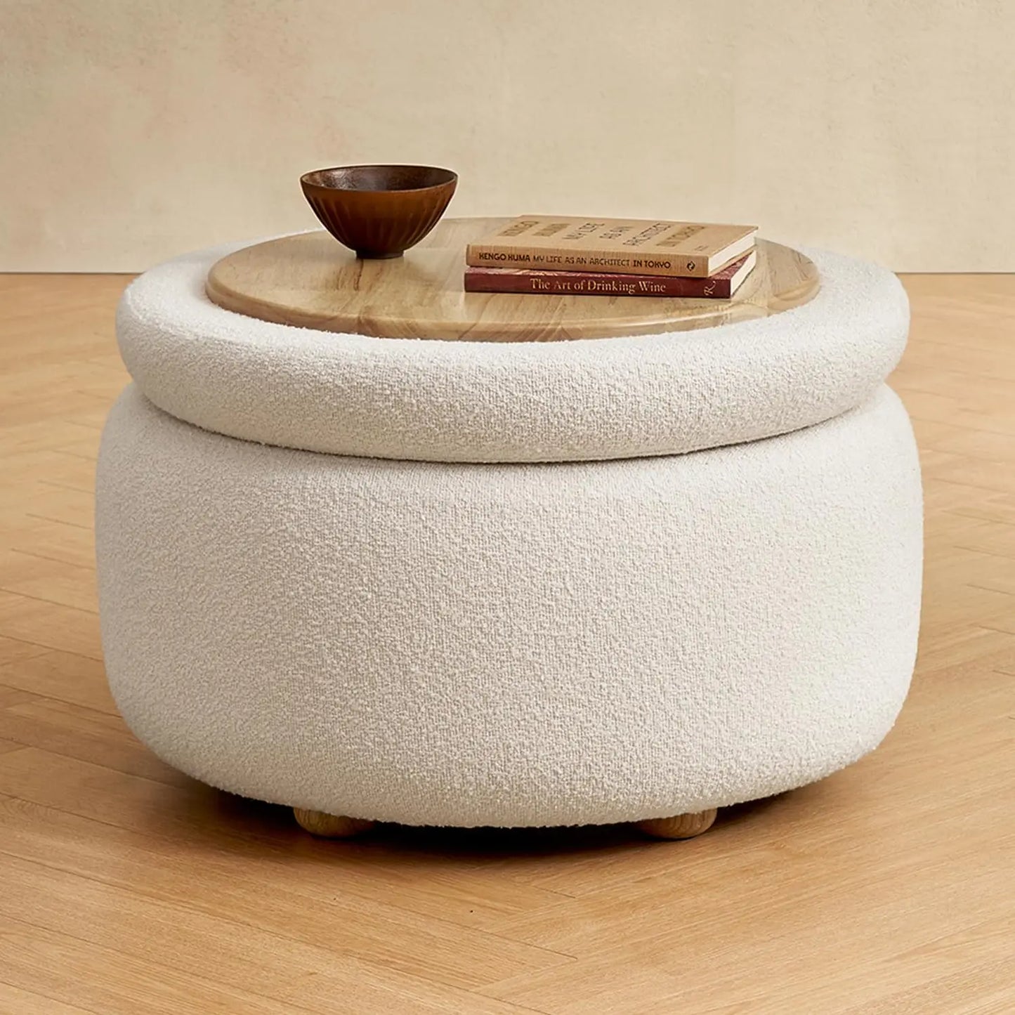 Round Ottoman with Storage and Tray