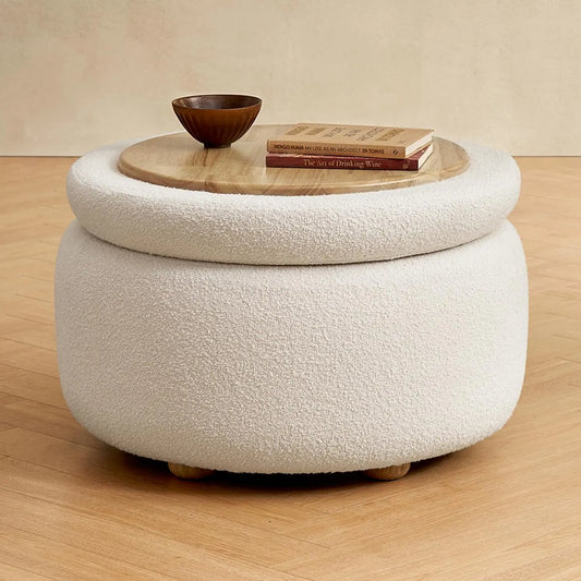 Round Ottoman with Storage and Tray