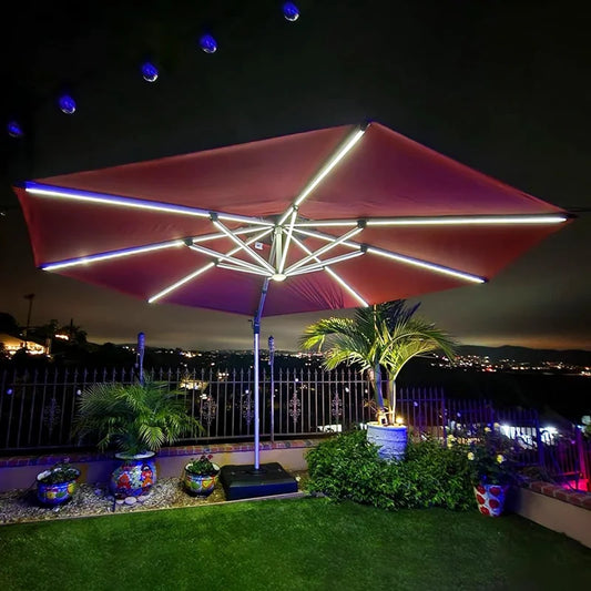 12ft Solar Powered LED Patio Umbrella