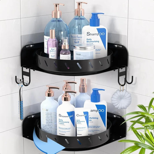 360°Rotating Corner Shower Caddy w/Shelf