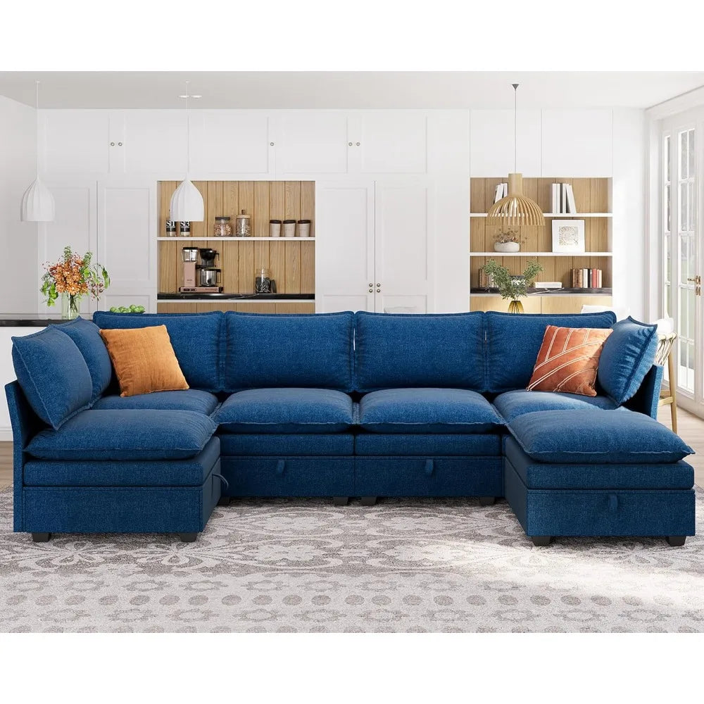 115'' Large U-Shaped Sectional Sofa Couch.