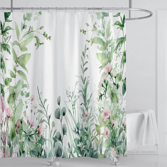 Watercolor Leaf Shower Curtain