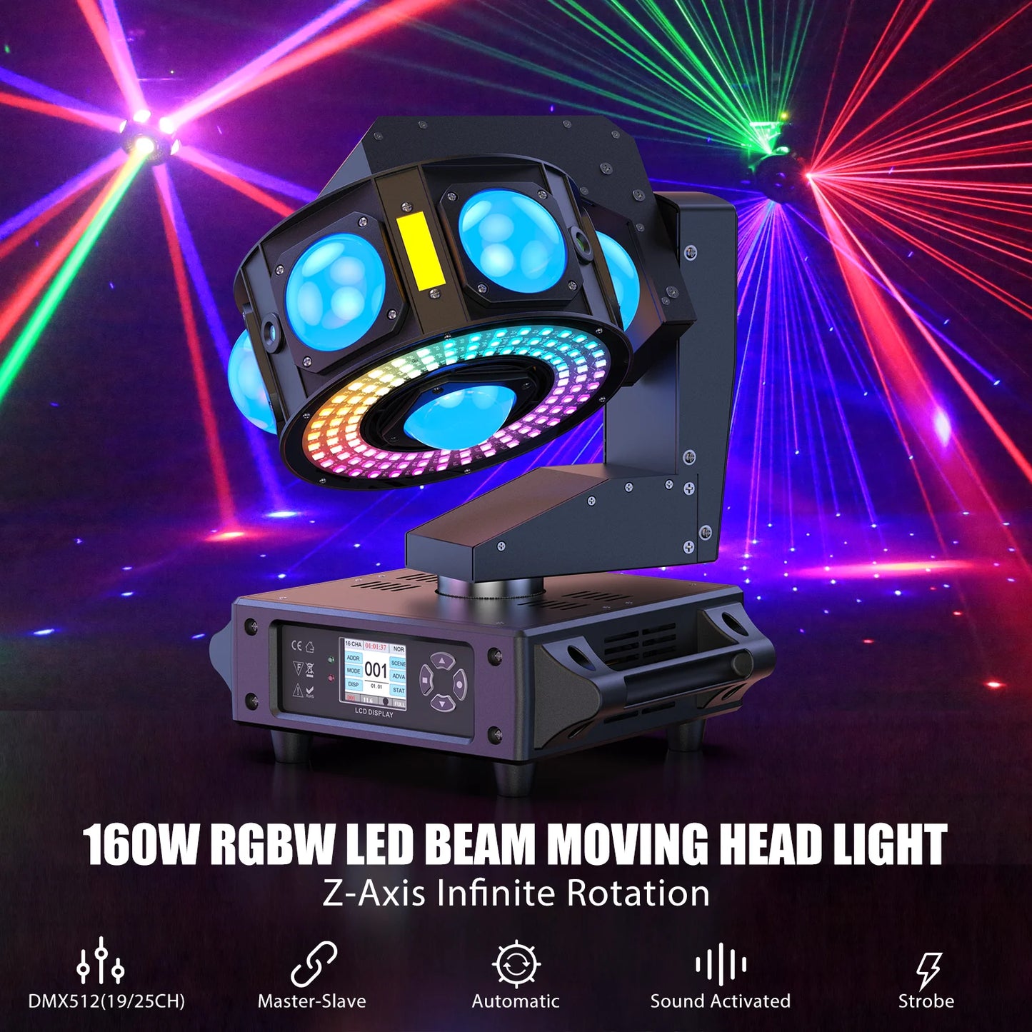 160W LED Moving Head Light Beam Projector