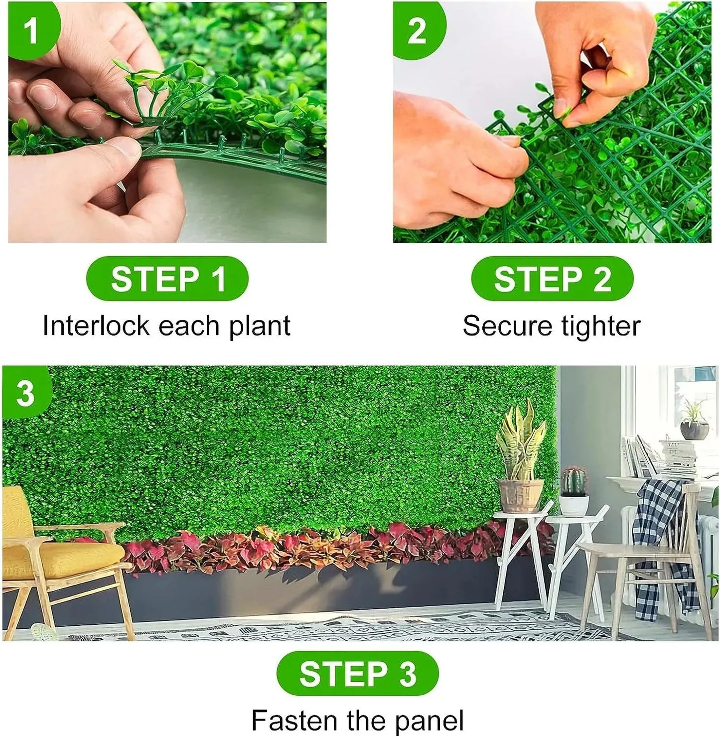 Artificial Bright Green Lawn Privacy Fence