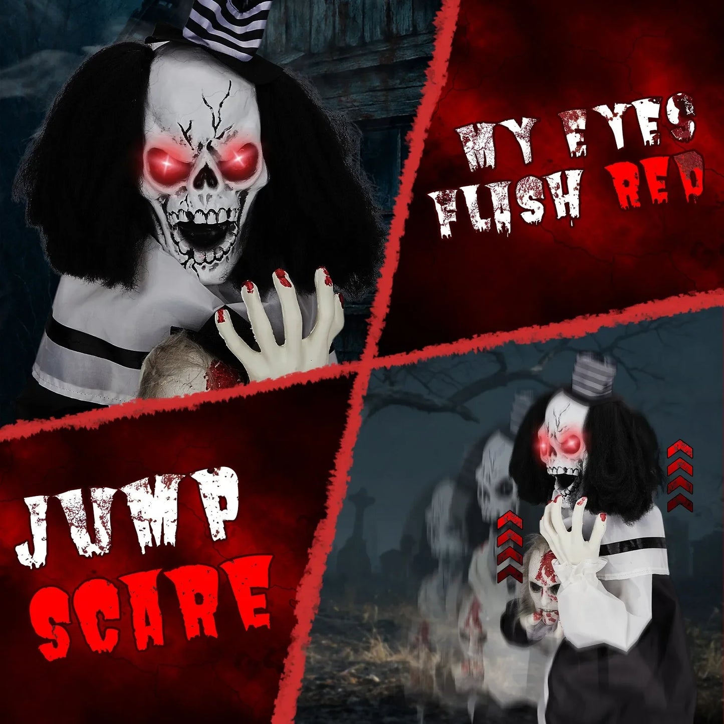 Scary Clown with Creepy Sound Haunted House Props