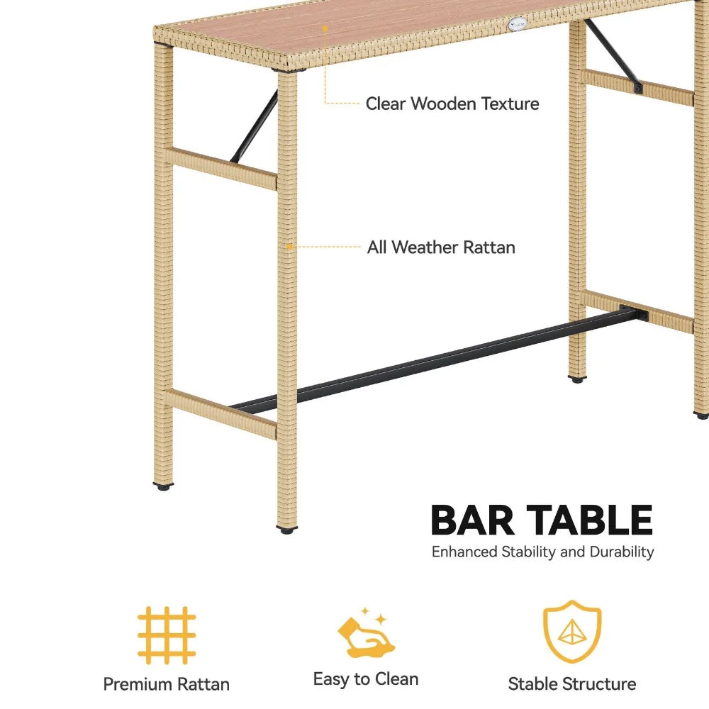 3-Piece Patio Bar Height Table Set