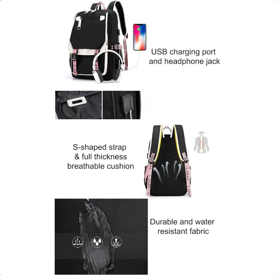 Girls' Backpack with USB Charge Port