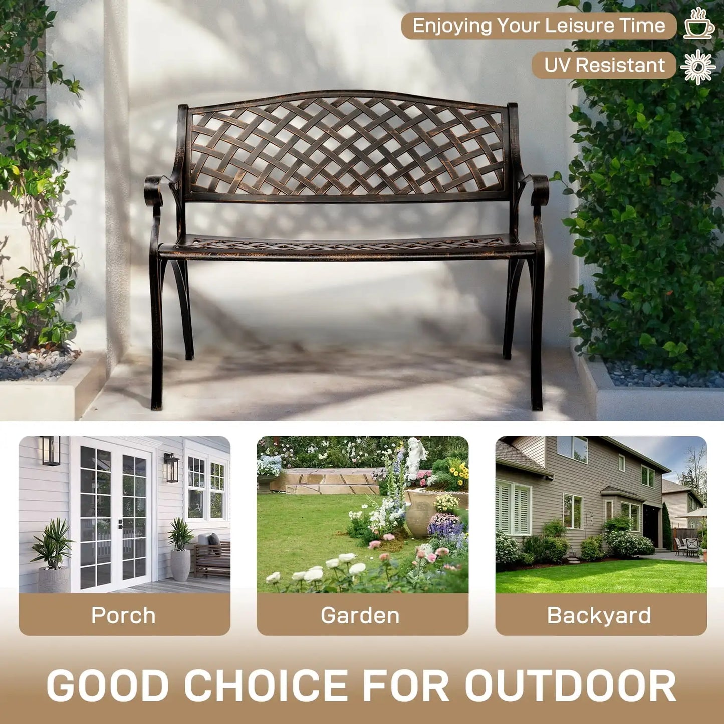 40.5" Garden Iron Bench
