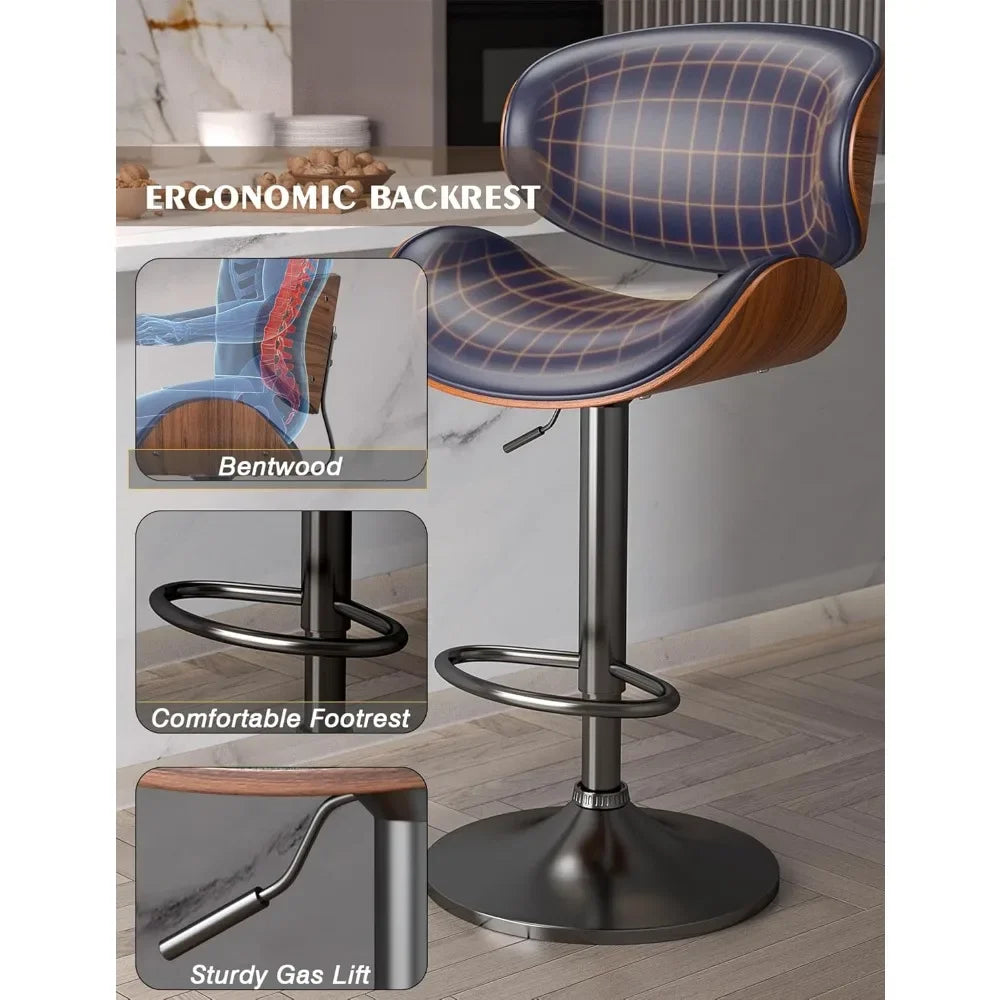 Swivel Bar Stools w/ adjustable height and leather seats