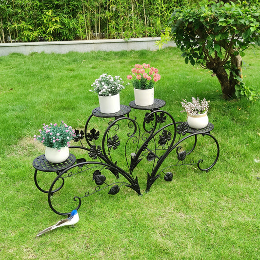 Elegant Iron Flowerpot Holder Rack for Garden