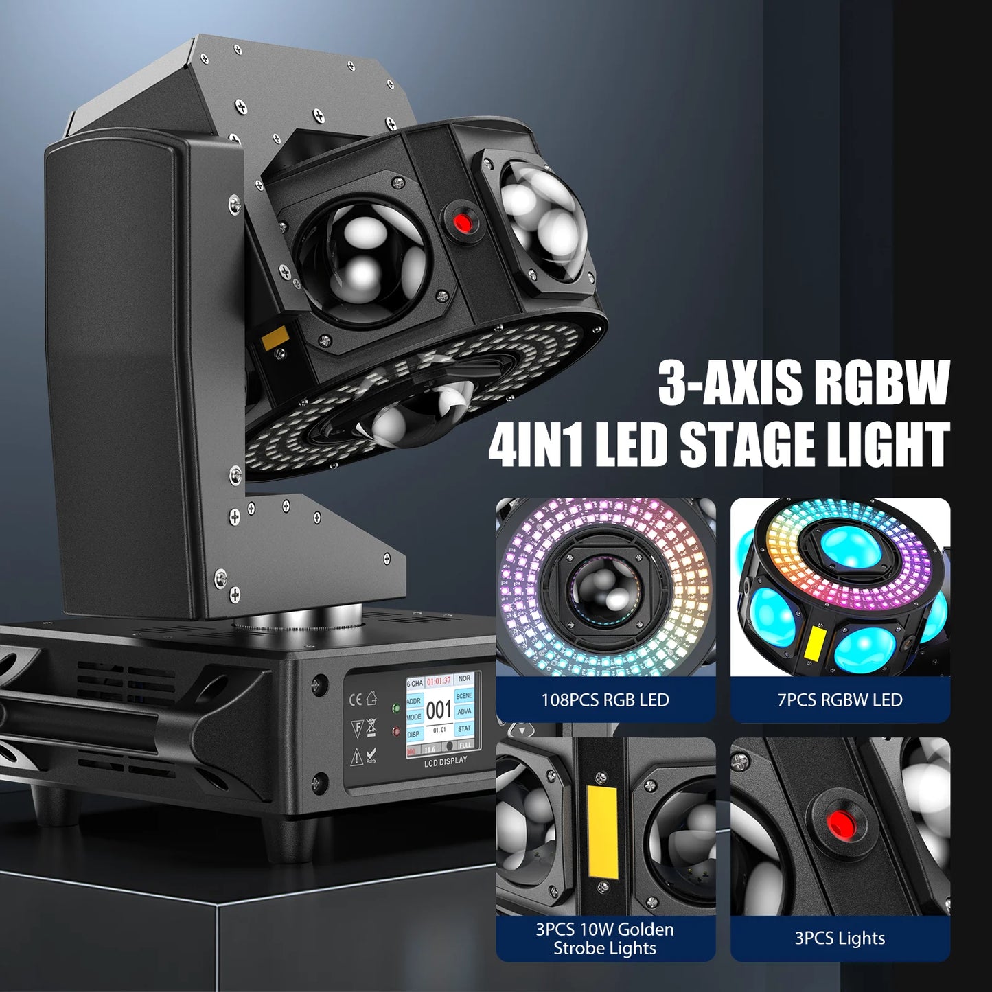 160W LED Moving Head Light Beam Projector