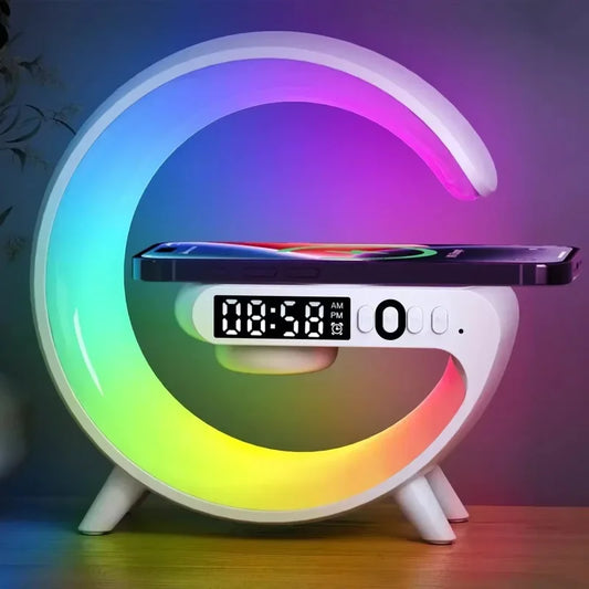 Fast Wireless Charger Desktop Stand W/Bluetooth Speaker
