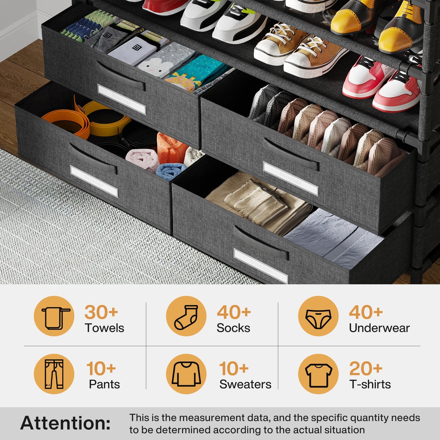 10 Tier Shoe Rack Organizer with 4   Drawers