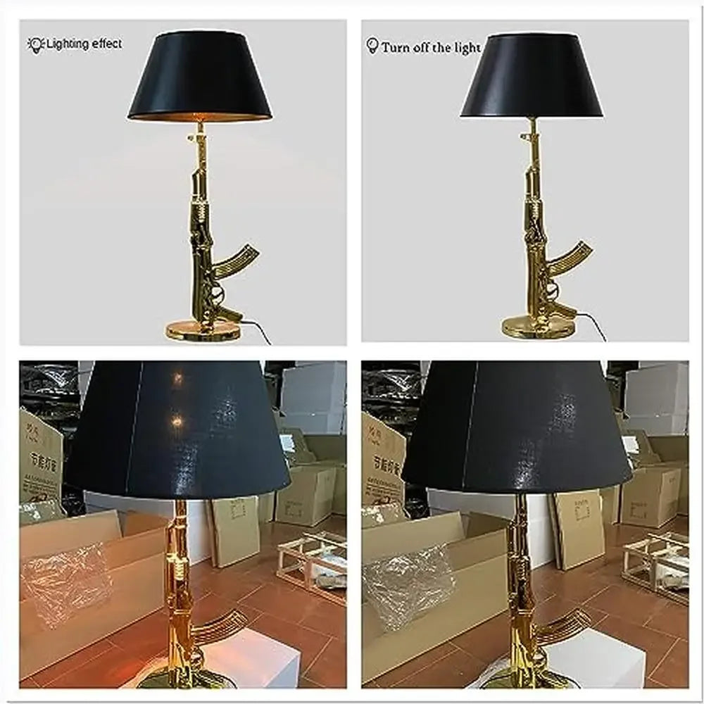 AK47 Metal Frame Gold Gun Table Lamp
