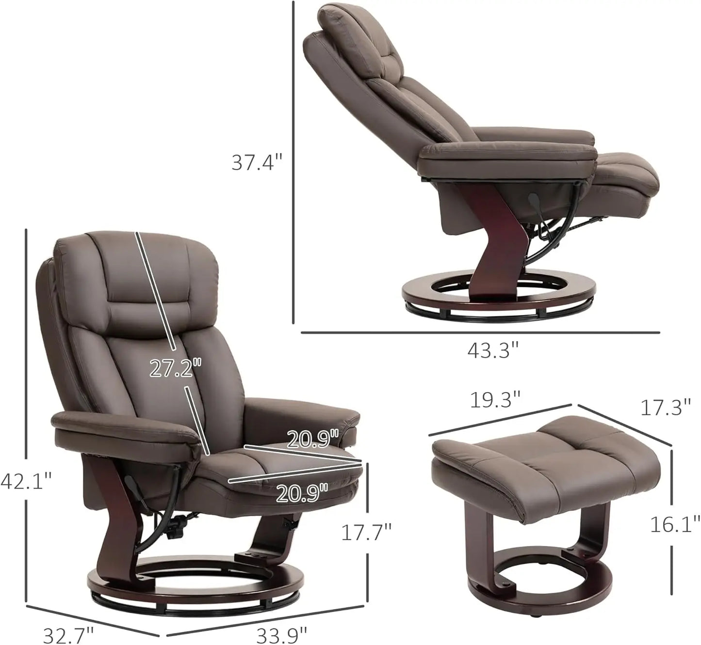 Swivel Recliner Chair with Ottoman