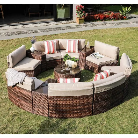 13-Piece Round Outdoor Patio Furniture Set