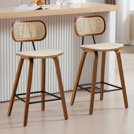 Set of 2 Modern Bar Stools   w/wooden legs