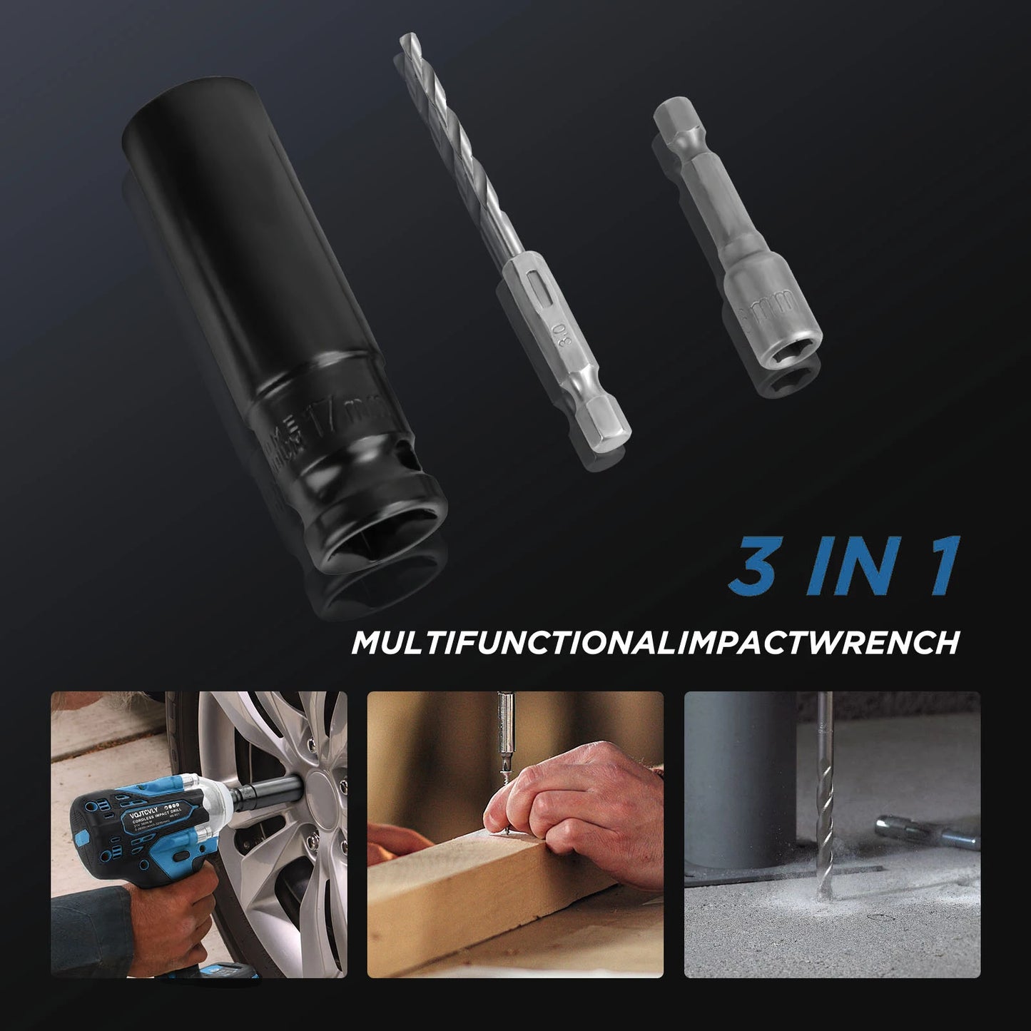21V Cordless impact wrench drill set