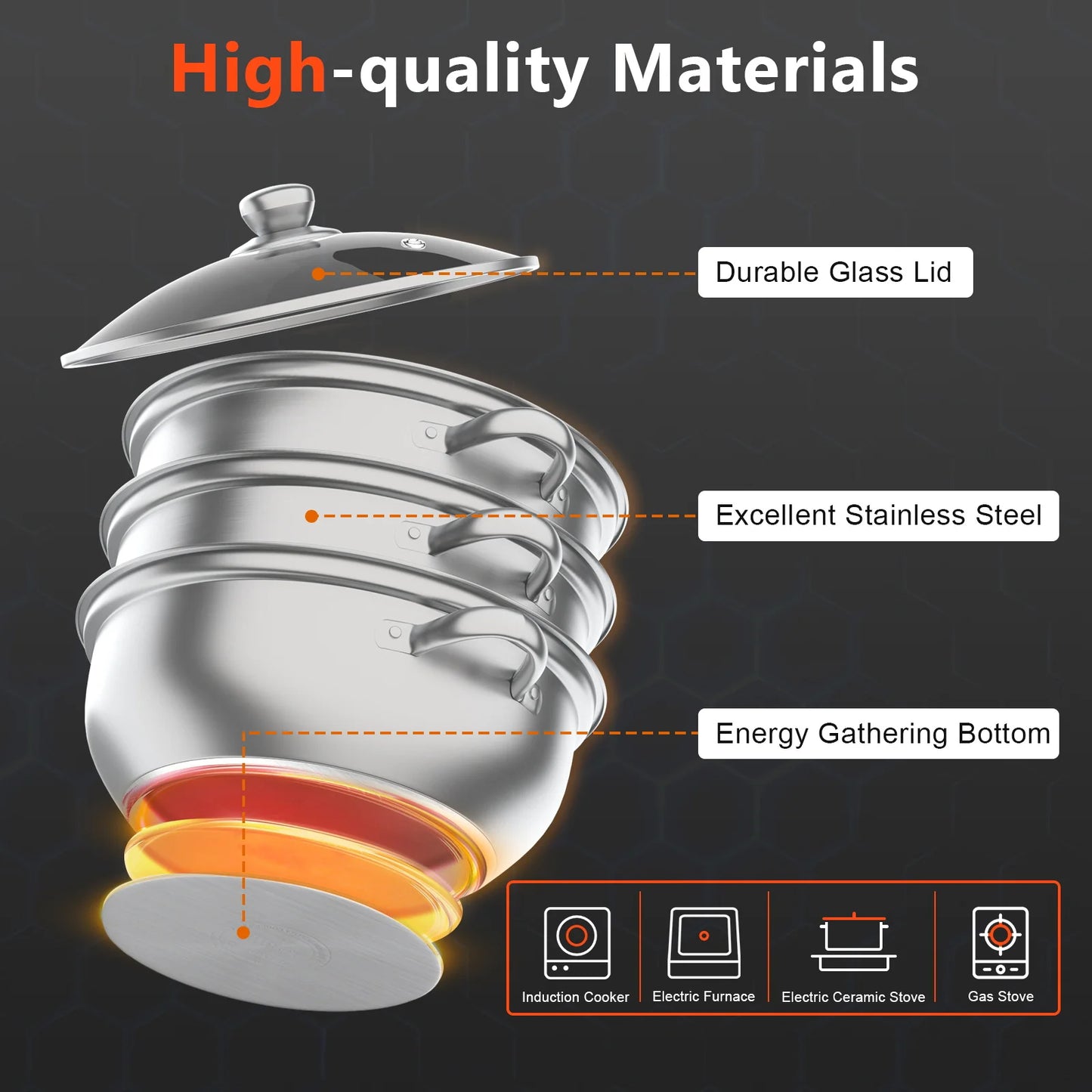3 Tier Multi-Function Vegetable Steamer Pots
